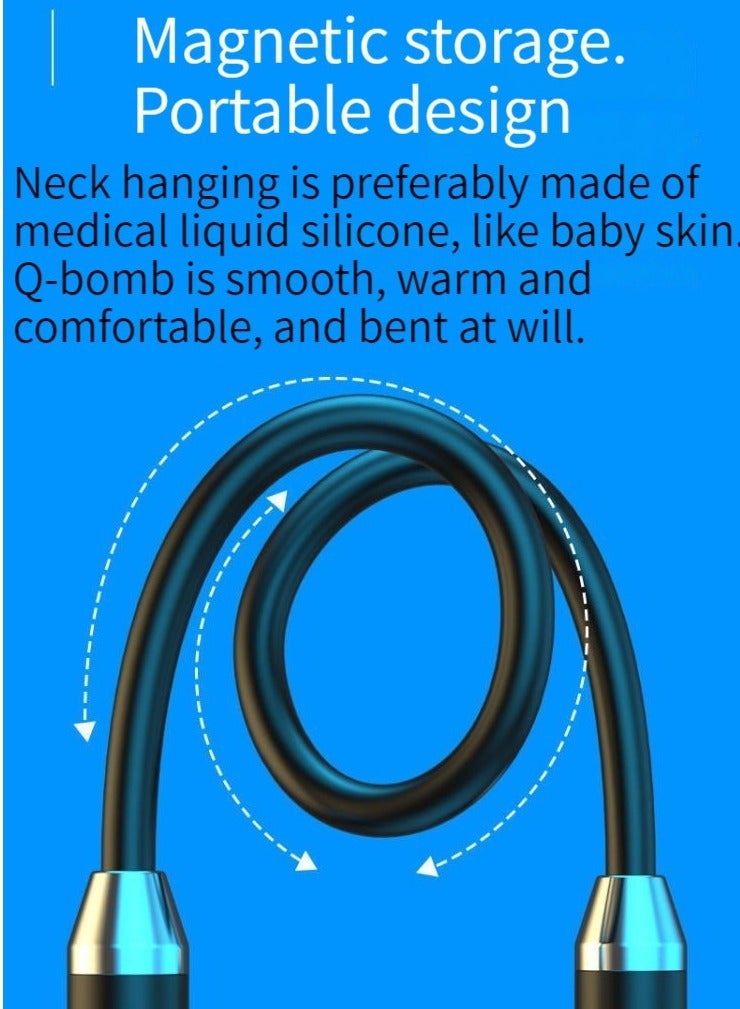 GELESE سماعات أذن رياضية لاسلكية بلوتوث ثنائية الأذن تتدلى من الرقبة مع عمر بطارية طويل جداً باللون الأسود - Image 2