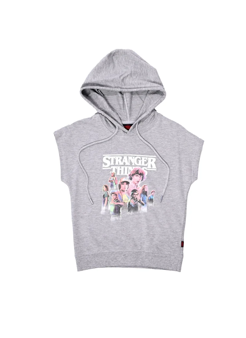 Stranger Things Girls Sleeveless Hooded Sweat Top