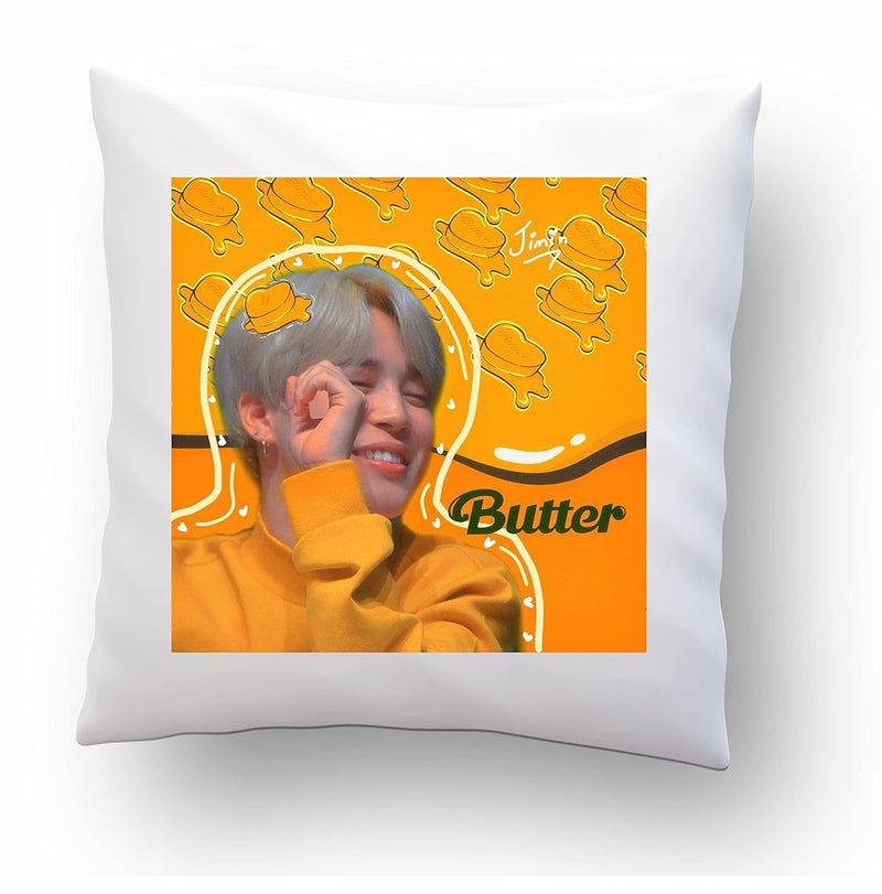 CRAFT MANIACS BTS Satin Jimin Cute Butter Fan Art Pillow with Filler UBER Cute Merch for BTS Army 1616 inches - Image 1