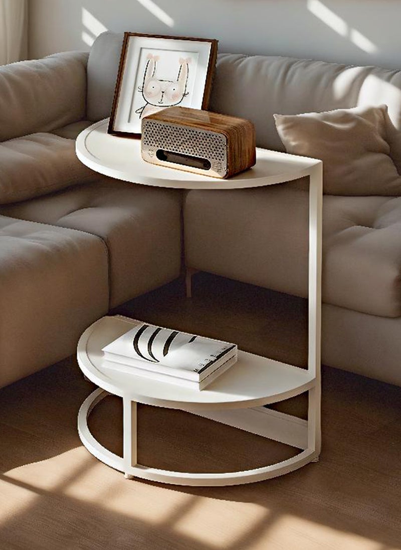 شاربدو طاولتان جانبيتان نصف دائريتان، طاولة قهوة فاخرة بمساحة تخزين مزدوجة الطبقات لغرفة المعيشة وغرفة النوم - Image 2