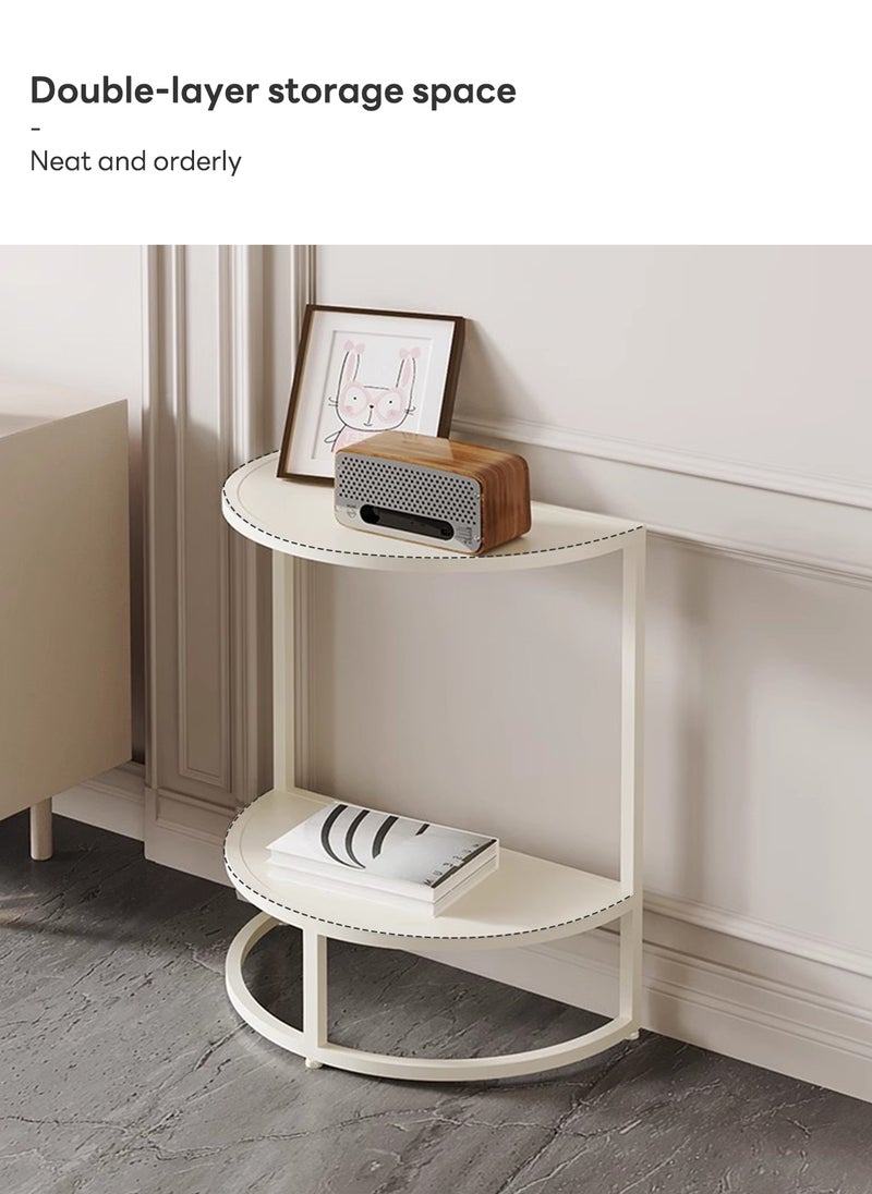 شاربدو طاولتان جانبيتان نصف دائريتان، طاولة قهوة فاخرة بمساحة تخزين مزدوجة الطبقات لغرفة المعيشة وغرفة النوم - Image 5