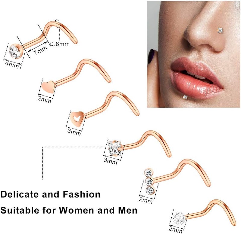 ONESING 35-70 PCS 18G 20G Nose Rings for Women & Men - Gold Hoops, L Shape, Studs & Screw - 316L Surgical Stainless Steel - Image 2
