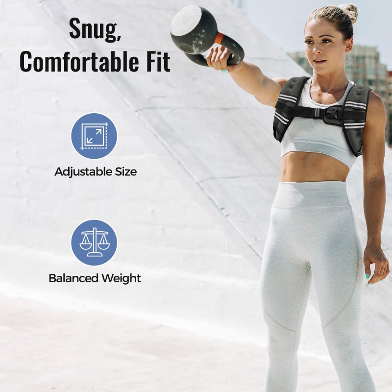 Zeerun Weighted Vest for Women & Men with Reflective Stripe and Adjustable Buckle, Comfortable & Durable Rucking Vest for Walking, Running & Strength Training, 12LBS-Gray - Image 3