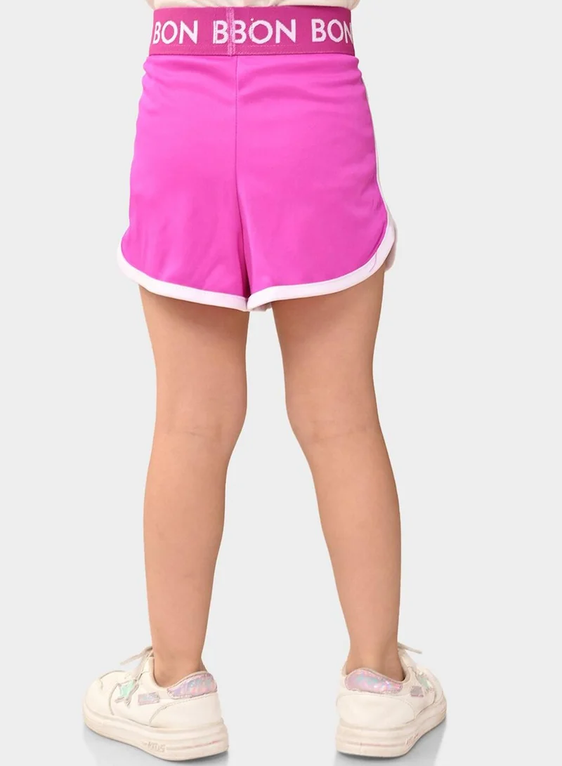 Bonkids Regular Fit Printed Pink Cotton Shorts For Girls Pull On 100 % Cotton