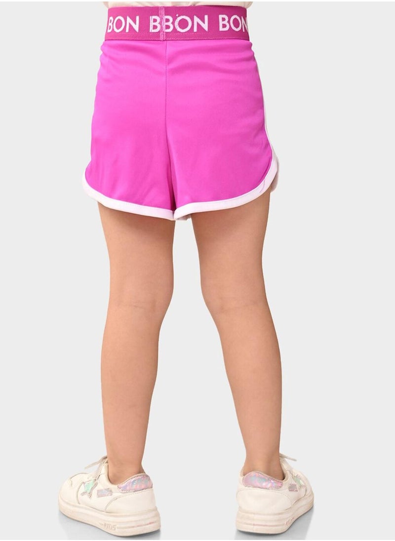 Bonkids Regular Fit Printed Pink Cotton Shorts For Girls Pull On 100 % Cotton  - Image 3