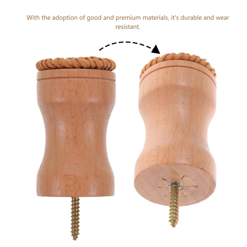 4Pcs Wood Wall Hooks 3 5cm Rattan Woven Heavy Duty Coat Towel Key Hanger For Entryway Bedroom - Image 4
