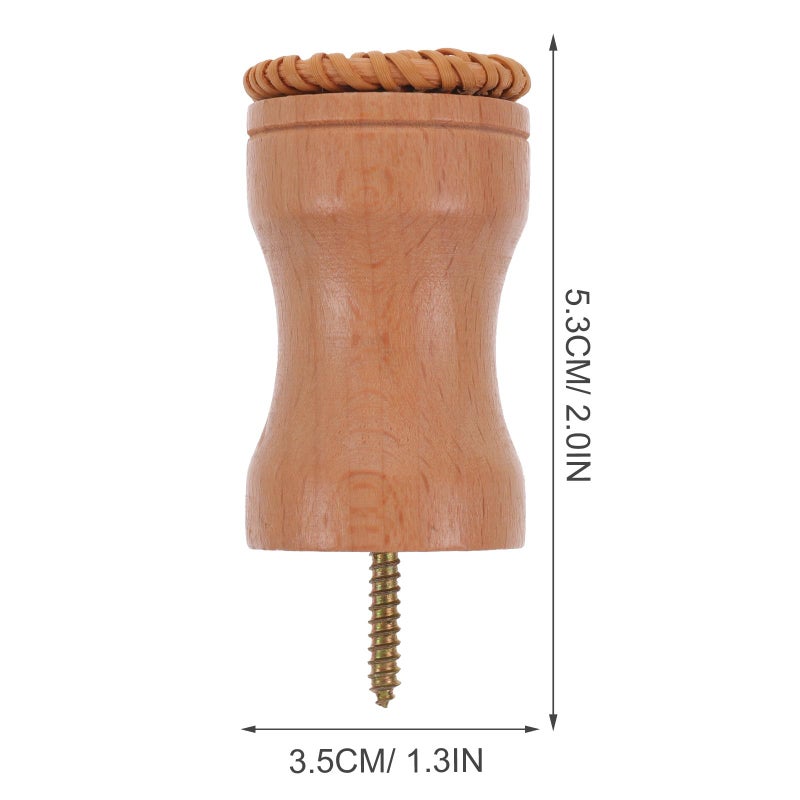 4Pcs Wood Wall Hooks 3 5cm Rattan Woven Heavy Duty Coat Towel Key Hanger For Entryway Bedroom - Image 3