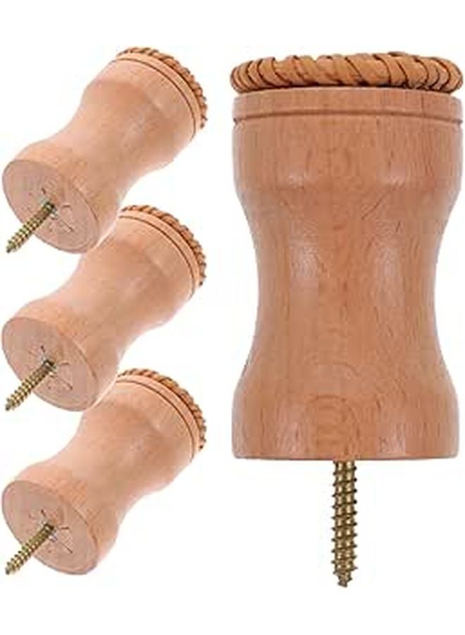 4Pcs Wood Wall Hooks 3 5cm Rattan Woven Heavy Duty Coat Towel Key Hanger For Entryway Bedroom - Image 1