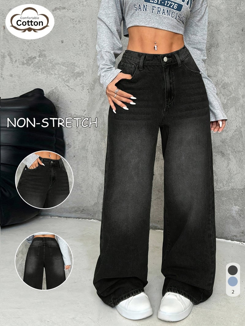 Y2K Streetwear Casual Loose Fit Aesthetic Fashion Women's Long Pants, Classic Vintage Versatile Straight-Leg Elegant Style - Image 2