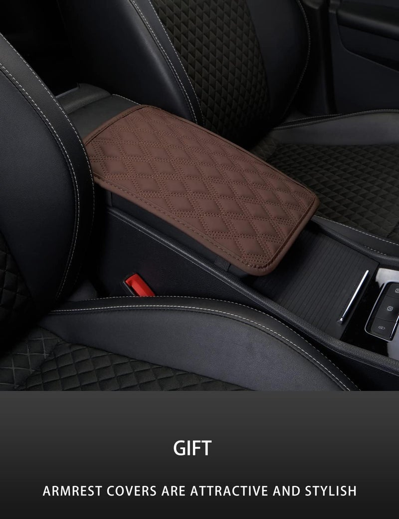 Diamond Pattern Luxury Universal All-Season Heavy-Duty Faux Leather Red Car Floor Mats Design Anti-Skid/Slip Backing (Brown) - Image 5