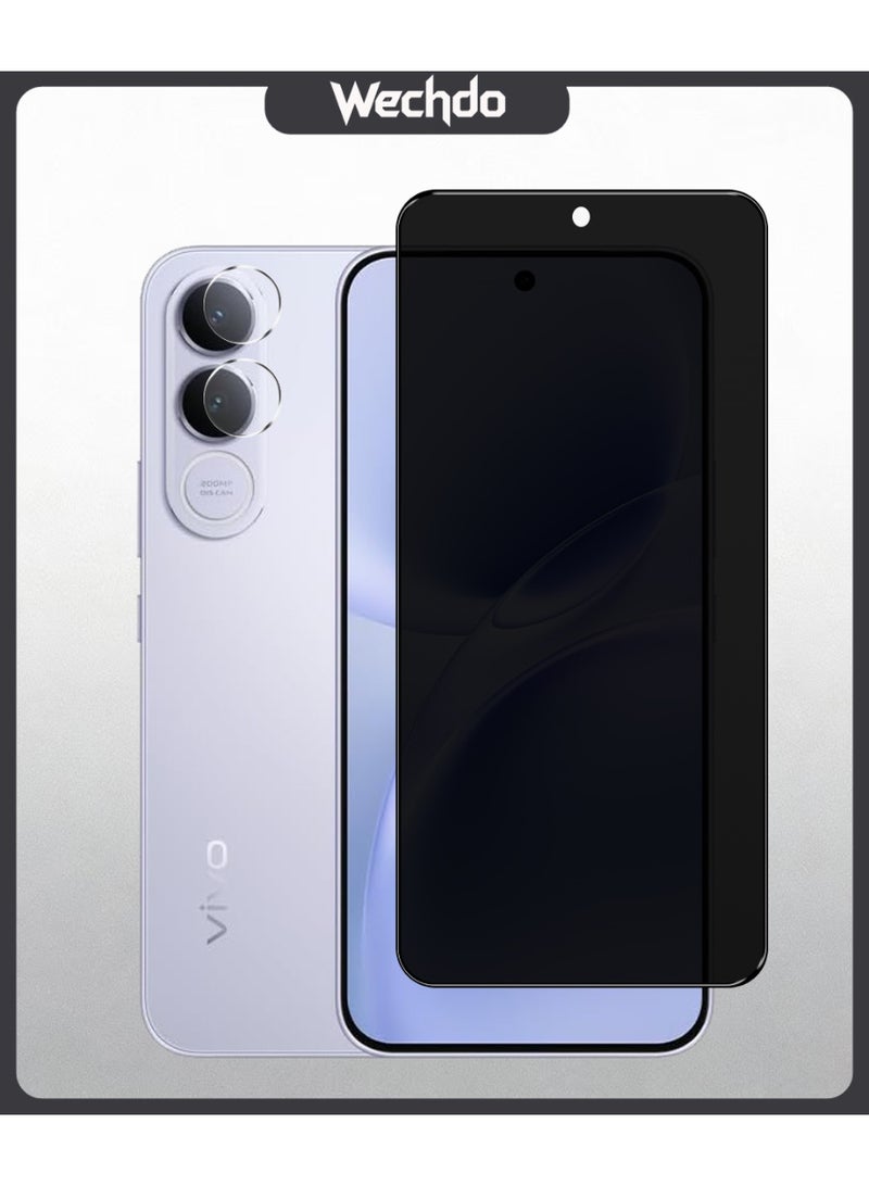 Wechdo 2 in 1 for Vivo V70 FE 5G Premium Tempered Glass Privacy Screen Protector, 1 Pack Front Privacy Screen Protector and 1 Pack Camera Lens Film, with 9H Hardness, Anti-Fingerprint, Anti-Shatter, Bubble-Free & Easy Installation - Image 1