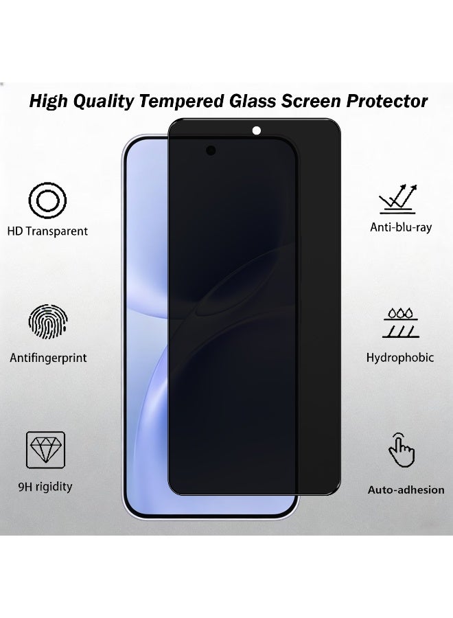 Wechdo 2 in 1 for Vivo V70 FE 5G Premium Tempered Glass Privacy Screen Protector, 1 Pack Front Privacy Screen Protector and 1 Pack Camera Lens Film, with 9H Hardness, Anti-Fingerprint, Anti-Shatter, Bubble-Free & Easy Installation - Image 3