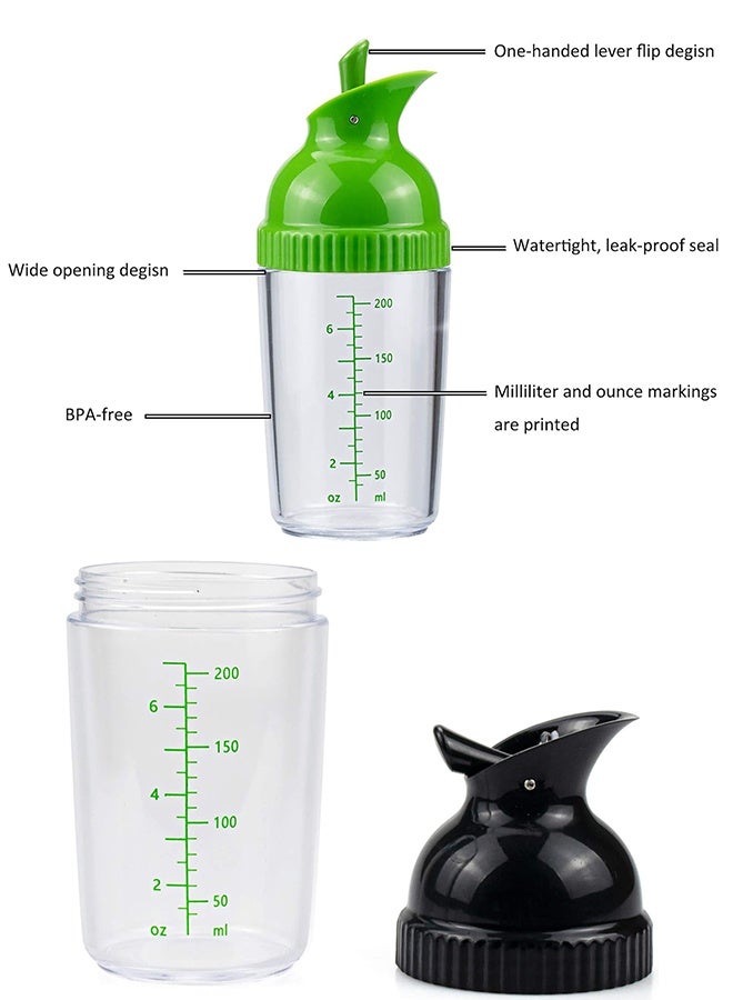 2 Pack 200ML Salad Dressing Shaker Container, 7 Oz Salad Dressing Mixer Bottle Mixer Dispenser, Dripless Pour, Soft Grip, BPA Free - Image 2
