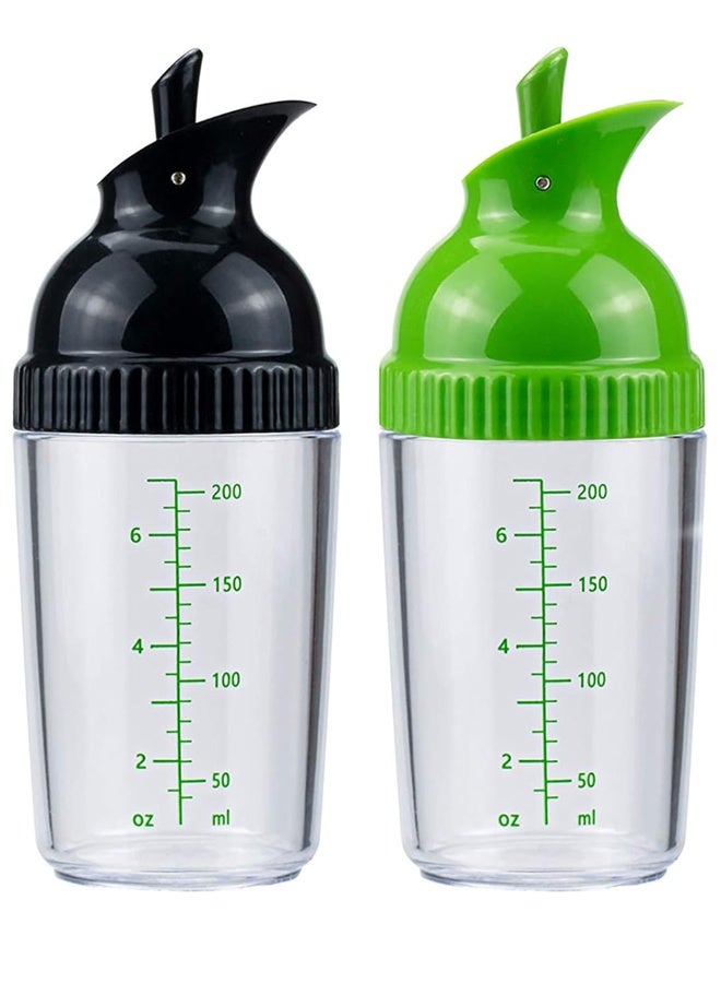 2 Pack 200ML Salad Dressing Shaker Container, 7 Oz Salad Dressing Mixer Bottle Mixer Dispenser, Dripless Pour, Soft Grip, BPA Free - Image 1