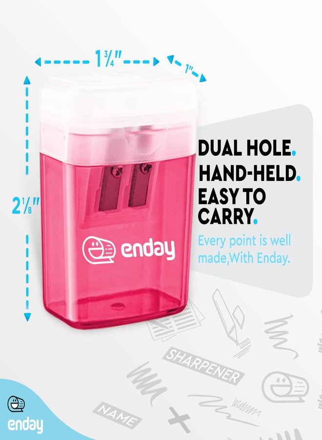 Enday Pencil Sharpener Dual Hole Manual Pink, Jumbo Crayon Sharpener w/Cover & Bin, Handheld Pencil Sharpeners for Large & Standard Pencils, Also Available in Purple, Green, Blue, Red, Grey, 1 Pc -by Enday - Image 5