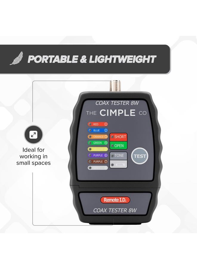 THE CIMPLE CO 8 Port Coax Cable Mapper, Tester, Tracer, and Toner - Commercial Grade Coaxial Wire Continuity Checker - Image 5