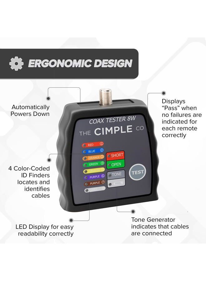 THE CIMPLE CO 8 Port Coax Cable Mapper, Tester, Tracer, and Toner - Commercial Grade Coaxial Wire Continuity Checker - Image 4