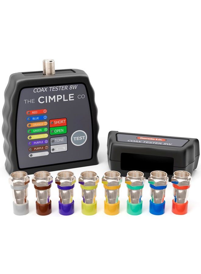 THE CIMPLE CO 8 Port Coax Cable Mapper, Tester, Tracer, and Toner - Commercial Grade Coaxial Wire Continuity Checker - Image 1