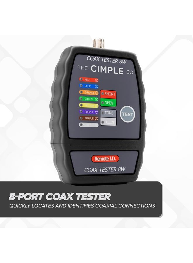 THE CIMPLE CO 8 Port Coax Cable Mapper, Tester, Tracer, and Toner - Commercial Grade Coaxial Wire Continuity Checker - Image 2