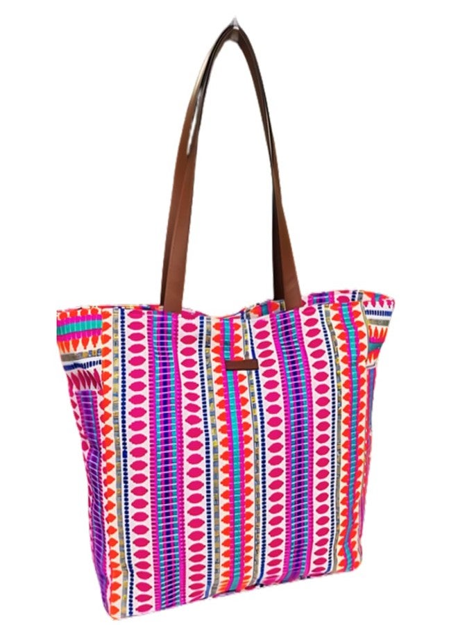 ENSAC Premium Cotton Tote Bag for Women, Stylish Handbag for women with Zip Closure | Fit for Office Bag, College, Travel Use | Handcrafted in India (Cutwork-tote-big) (Orange) - Image 4