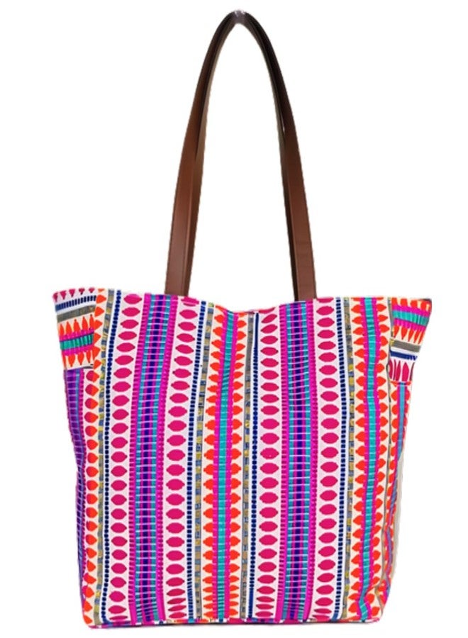 ENSAC Premium Cotton Tote Bag for Women, Stylish Handbag for women with Zip Closure | Fit for Office Bag, College, Travel Use | Handcrafted in India (Cutwork-tote-big) (Orange) - Image 5