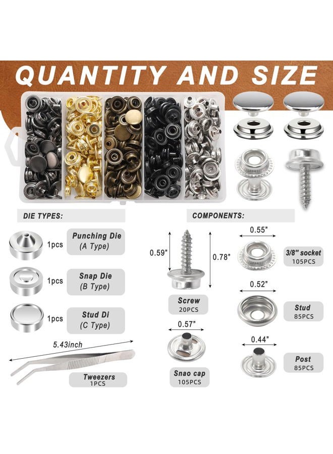 XRIHSNAVI Heavy Duty Snap Fastener Tool, Canvas Snap Kit with 405 PCS Boat Cover Snap Button Kit,5 Colors of Boat Cover Snaps, 15mm Canvas Snaps Marine Stainless for Repairing Boat Covers,Fabric,Tarps,Canvas - Image 2