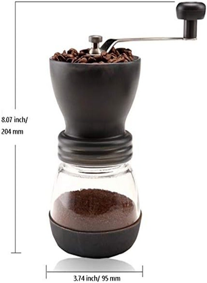 Goolsky Manual Coffee Grinder with Ceramic Burrs,Coffee container capacity:12 oz（350 ml）, Black, with Stainless Steel Handle and Silicon Cove - Image 2