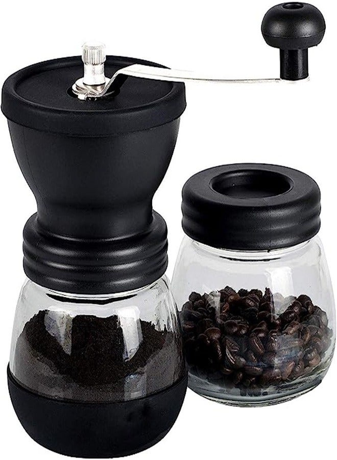 Goolsky Manual Coffee Grinder with Ceramic Burrs,Coffee container capacity:12 oz（350 ml）, Black, with Stainless Steel Handle and Silicon Cove - Image 1