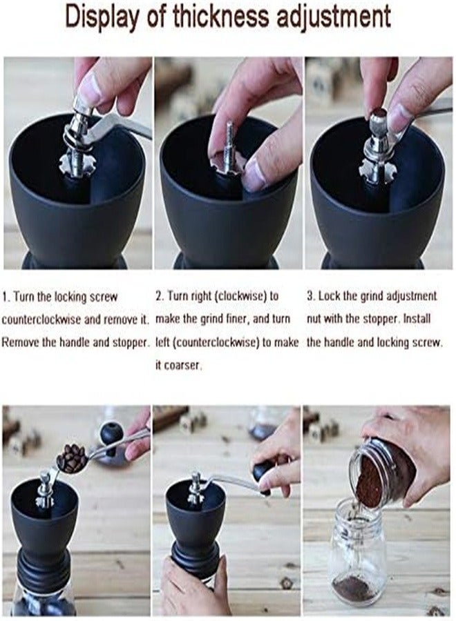Goolsky Manual Coffee Grinder with Ceramic Burrs,Coffee container capacity:12 oz（350 ml）, Black, with Stainless Steel Handle and Silicon Cove - Image 5