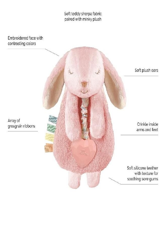Itzy Ritzy - Itzy Ritzy - Itzy Lovey Including Teether, Textured Ribbons & Dangle Arms; Features Crinkle Sound, Sherpa Fabric and Minky Plush; Bunny - Image 1