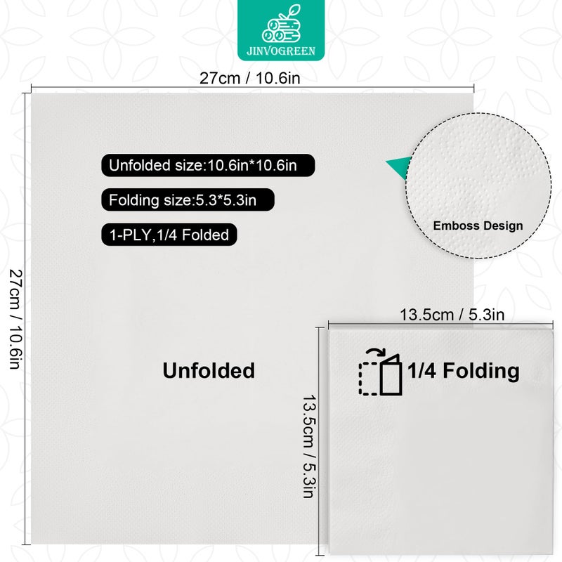 JINVOGREEN 1000 Count Cocktail Napkins Bulk 1-Ply White Beverage Paper Napkins Disposable for Bars, Lunch, Parties, Restaurant and Everyday Use - 5.3 x 5.3 Inch Folded - Image 2