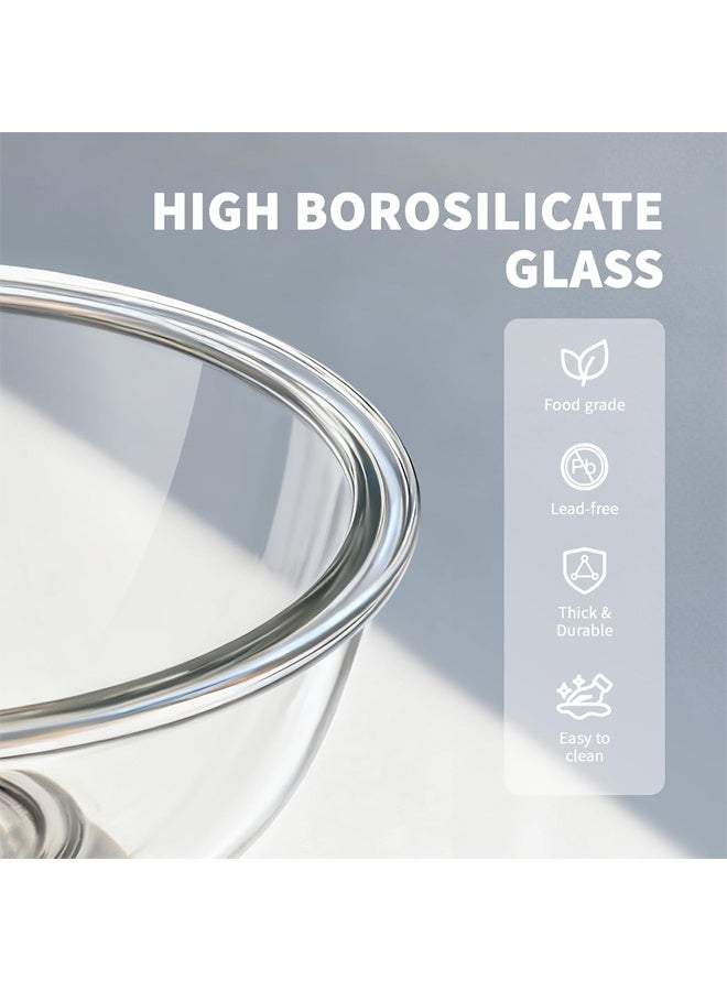 NKX Clear Glass Mixing Bowls Set of 5 | 490ml 880ml 1400ml 2400ml 3300ml | Borosilicate Glass Salad Bowls for Kitchen | Microwave Dishwasher Oven Safe | Nesting Serving Bowls for Cooking Baking Prepping - Image 4