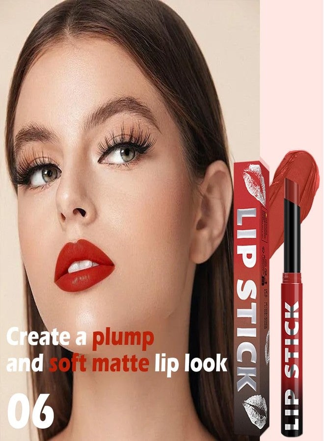 QIDSTERS Matte Lipstick Crayon for Women, Rouge Red Lip Stick Pencil 24 Hour Long Lasting Waterproof, Non-Drying Hydrating Formula Lip Gloss Makeup, Vegan & Cruelty-Free, 06 - Image 2
