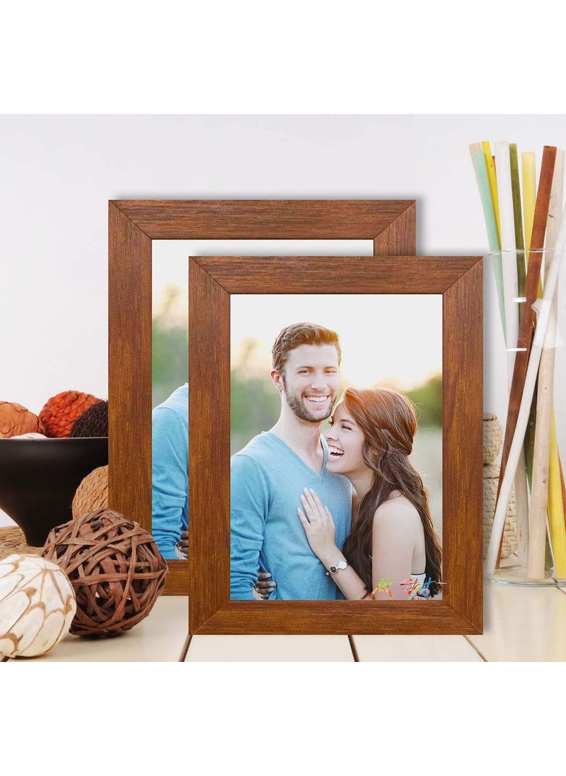 Art Street Art Street - Set of 2 Wall and Table Top Photo Frames Perfect for Family Office Table Decorations(2 units of 5x7) -Brown  - Image 1