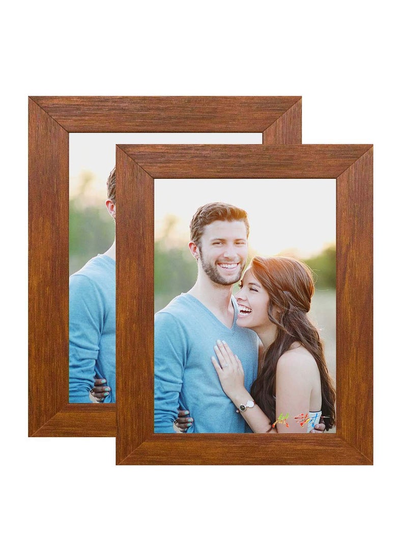 Art Street Art Street - Set of 2 Wall and Table Top Photo Frames Perfect for Family Office Table Decorations(2 units of 5x7) -Brown  - Image 2