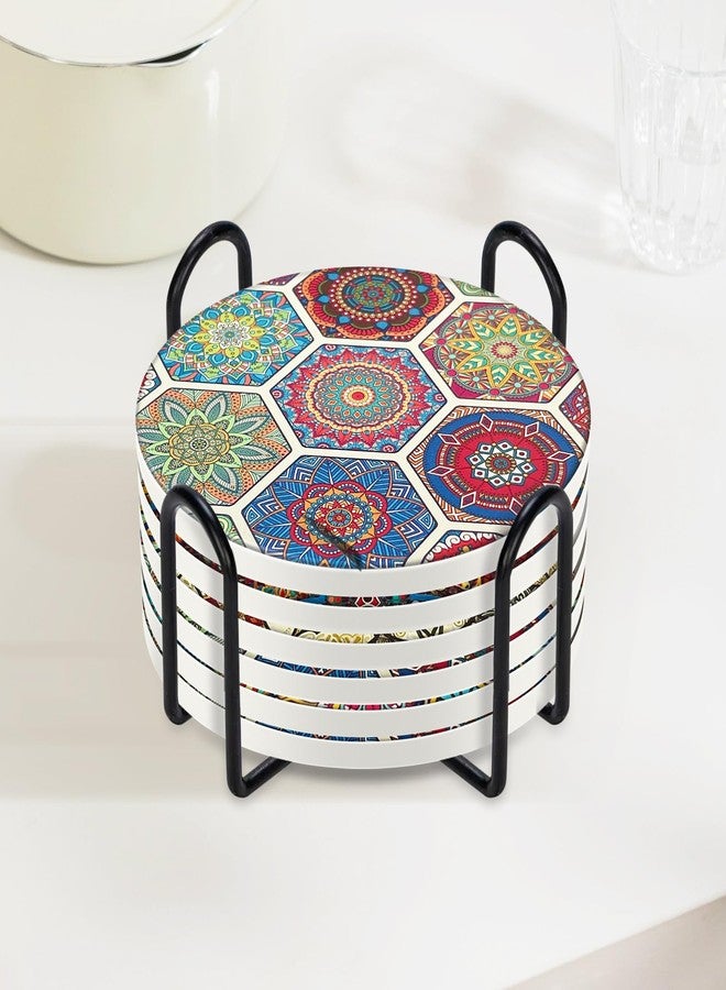 Jacklove 6-Pack Absorbent Coasters for Drinks, Ceramics Coaster Set for Table, Modern Cup Coasters - Image 4