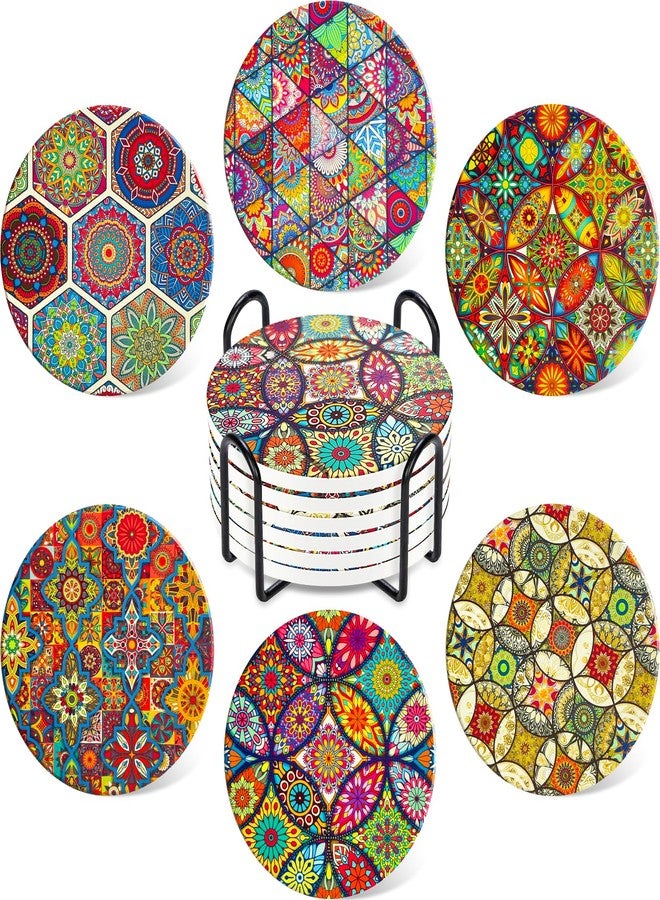 Jacklove 6-Pack Absorbent Coasters for Drinks, Ceramics Coaster Set for Table, Modern Cup Coasters - Image 1
