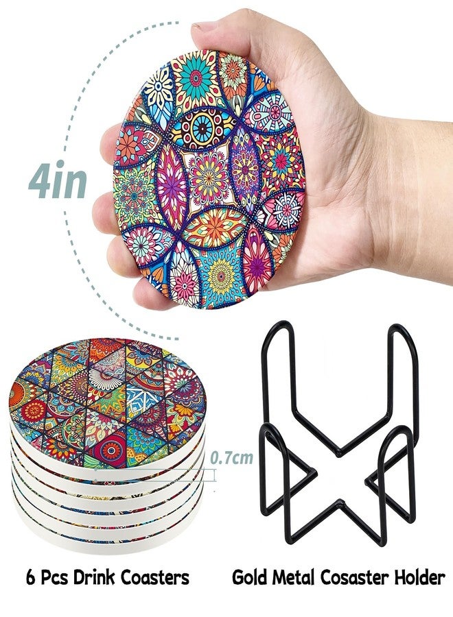 Jacklove 6-Pack Absorbent Coasters for Drinks, Ceramics Coaster Set for Table, Modern Cup Coasters - Image 2