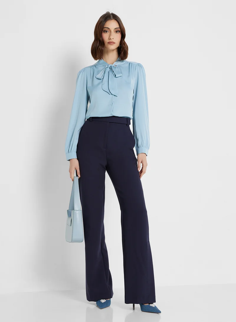 ELLA Button Down Shirt With Tie Detail