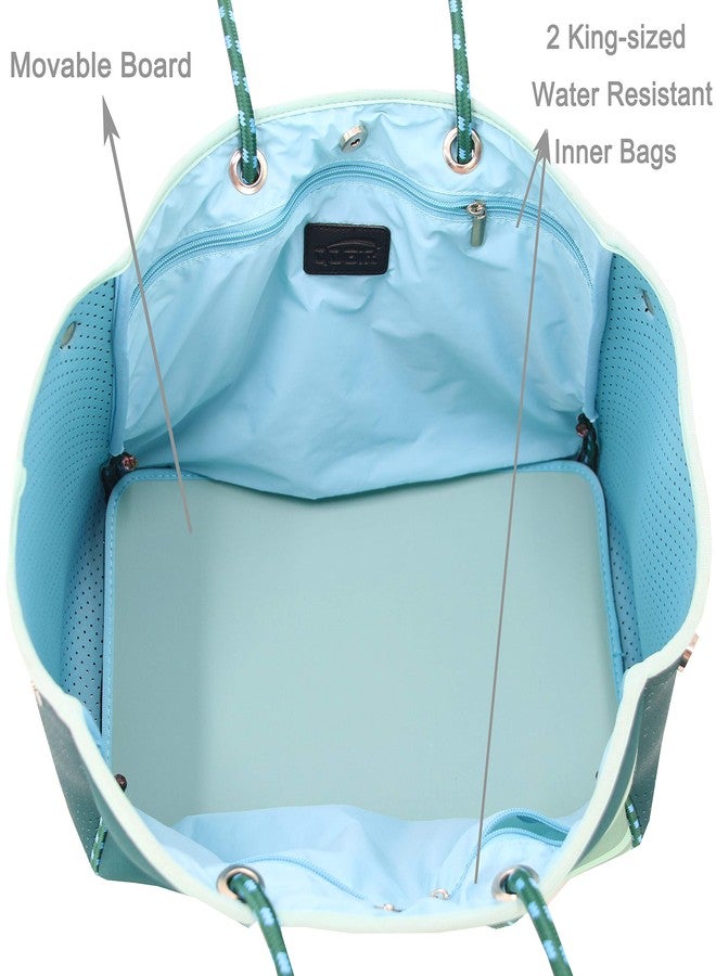 QOGiR Neoprene Multipurpose Beach Bag Tote with Inner Zipper Pocket (Fish, X-Large) - Image 5