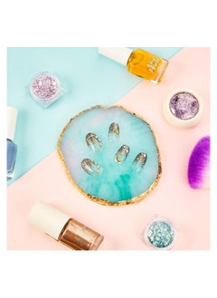 SYOSI Resin Nail Art Palette, 2 Pcs Nail Art Painting Mixed Color Palettes Gold Edge Nail Holder Nail Art Display Board  - Image 3
