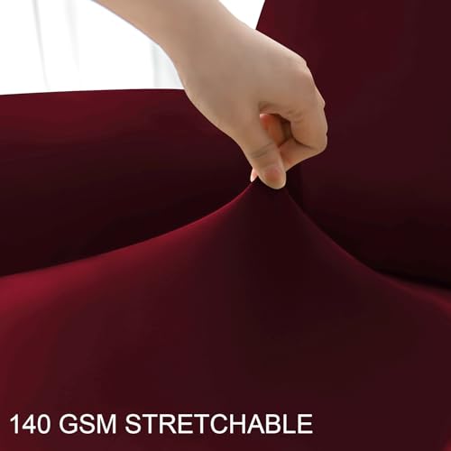 HOKIPO 'SereneSolids' 140 GSM 4-Pieces Super Stretch Recliner Chair Cover 1 Seater Fully Covered Washable Furniture Protector, Burgundy (AR-4740-BRGN) - Image 4