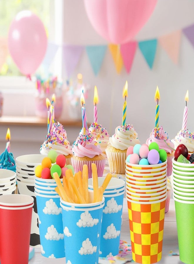 Vesici 60 Pieces 9 oz Cartoon Story Paper Cups Cartoon Story Birthday Party Decoration Blue Sky White Clouds and Cow Print Disposable Drinking Cup Bulk for Birthday Baby Shower Table Supplies - Image 5