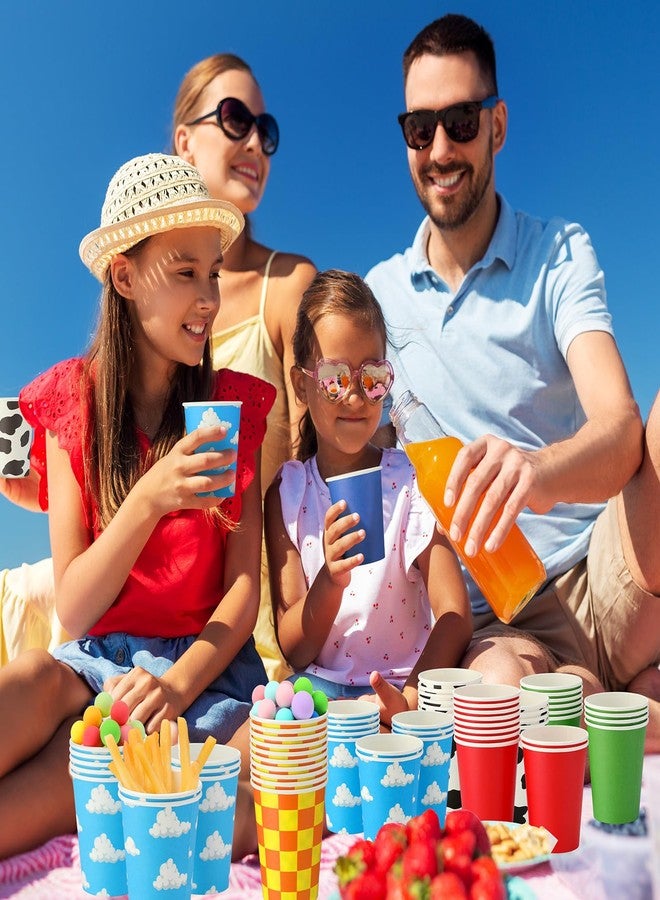 Vesici 60 Pieces 9 oz Cartoon Story Paper Cups Cartoon Story Birthday Party Decoration Blue Sky White Clouds and Cow Print Disposable Drinking Cup Bulk for Birthday Baby Shower Table Supplies - Image 4