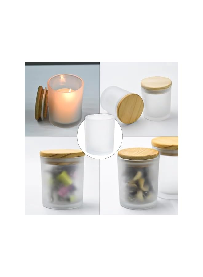 The Bros ATK_Frosted Glass Storage Jars with Bamboo Lids – Airtight Containers for Candles, Spices, or Pantry Organization (Set of 10, 200ML) - Image 2