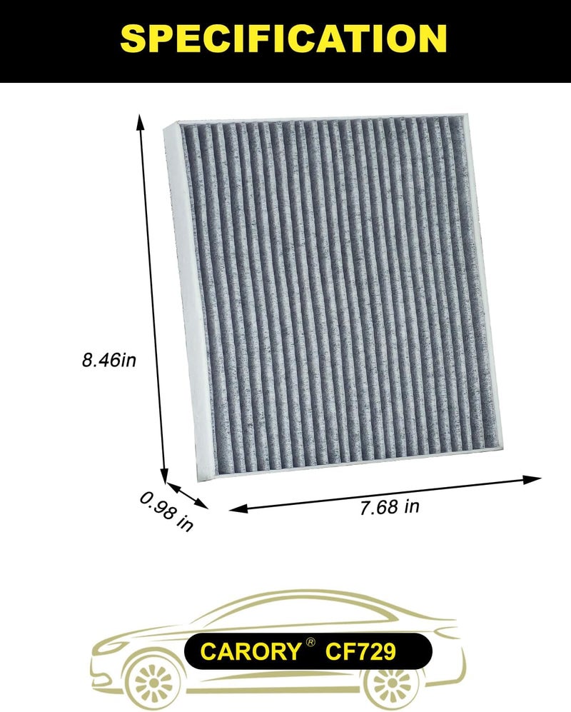 Carory Cabin Air Filter w/Activated Carbon for Dodge Journey (2009-2020), Chrysler 200 (2011-2014), Sebring, Jeep Compass (2007-2017), Ram 1500/2500/3500 (2011-2015), OE# 05058693AA - Image 2