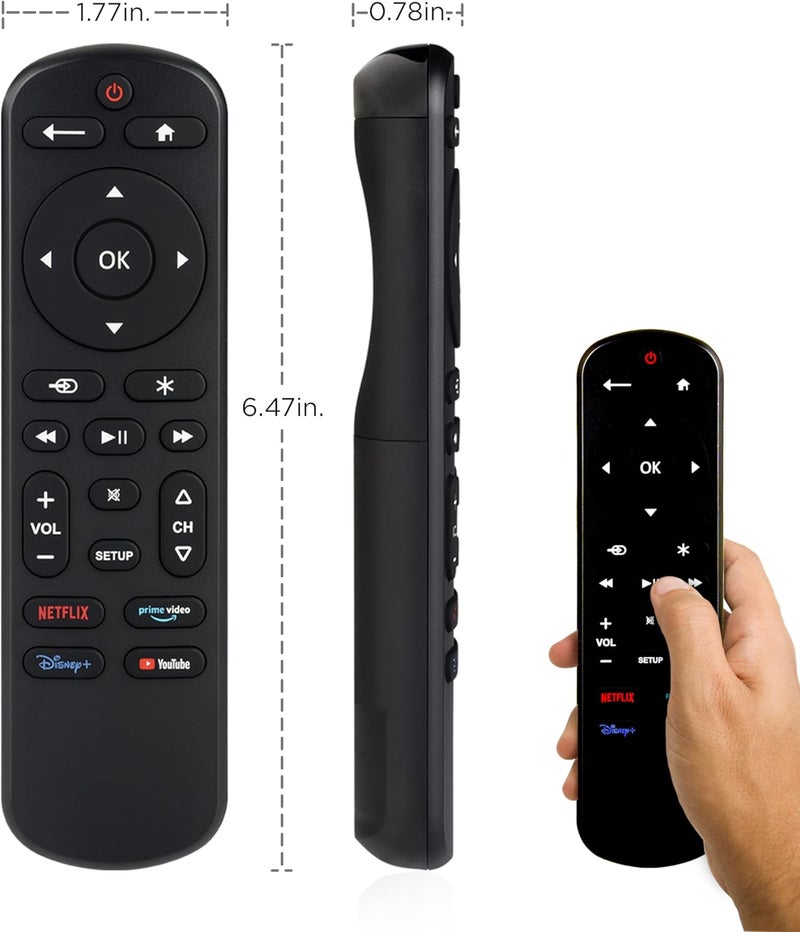 الترا برو جهاز تحكم عن بعد عالمي من OneTouch لتلفزيونات سامسونج، جهاز تحكم عن بعد عالمي لتلفزيونات LG الذكية، بديل لجهاز تحكم Roku، تلفزيونات Vizio، تلفزيونات سوني، مضاء من الخلف، لون أسود، رقم المنتج: 83758 - Image 2