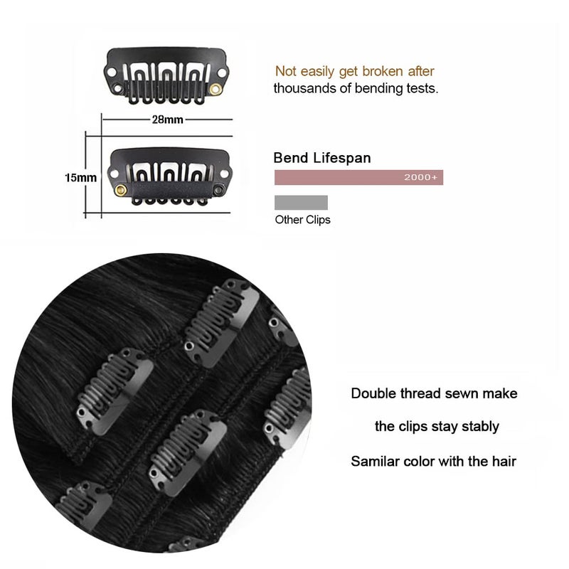 Winsky 14" Clip in Hair Extensions Real Human Hair for Women - Silky Straight Jet Black Human Hair Clip in Extensions 50grams 4pieces #1 Color - Image 4