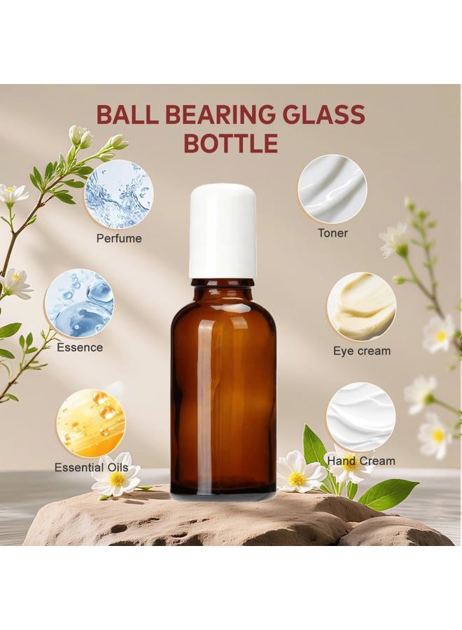 erioctry (100ML /3.4oz) - 3PCS 100ml Empty Refillabl Amber Glass Roller Bottle With Stainless Steel Balls And White Screw Cover For Essential Oil Lip Balms Perfume - Image 5