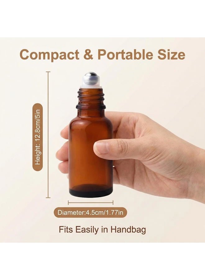 erioctry (100ML /3.4oz) - 3PCS 100ml Empty Refillabl Amber Glass Roller Bottle With Stainless Steel Balls And White Screw Cover For Essential Oil Lip Balms Perfume - Image 2